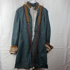 Handmade Frock Coat Mens Medium Green Costume Floral Cuffs Trim Theatrical